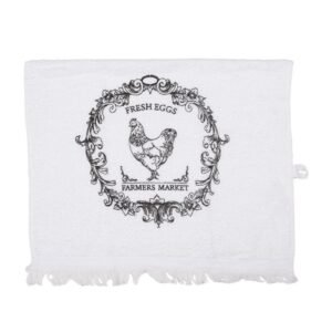 Serviette invité-Motif Coq- Noir et Blanc
