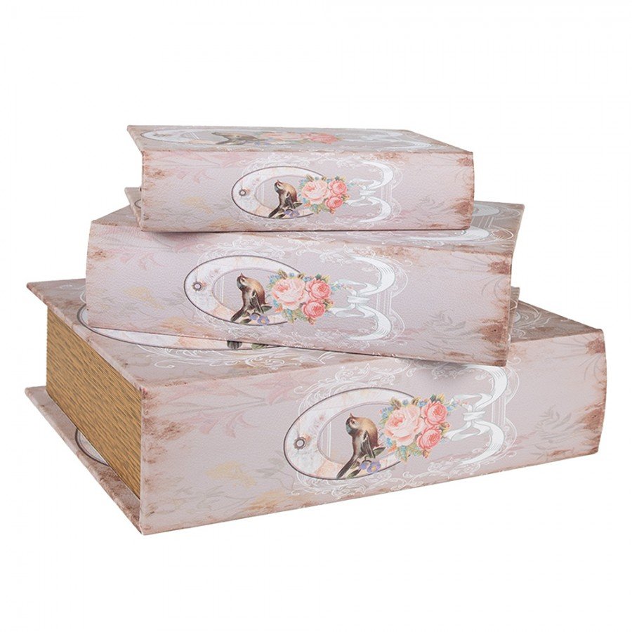 65689 boite de rangement set de 3 livres 27 22 17 cm rose bois oiseau 65689 boite de rangement set de 3 livres 27 22 17 cm rose bois oiseau