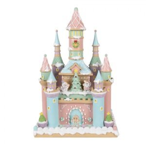 maison en pain d epice 27x18x42 cm rose polyresine maison en pain d epices