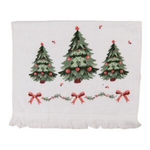 serviette invitee 40x66 cm blanc sapins