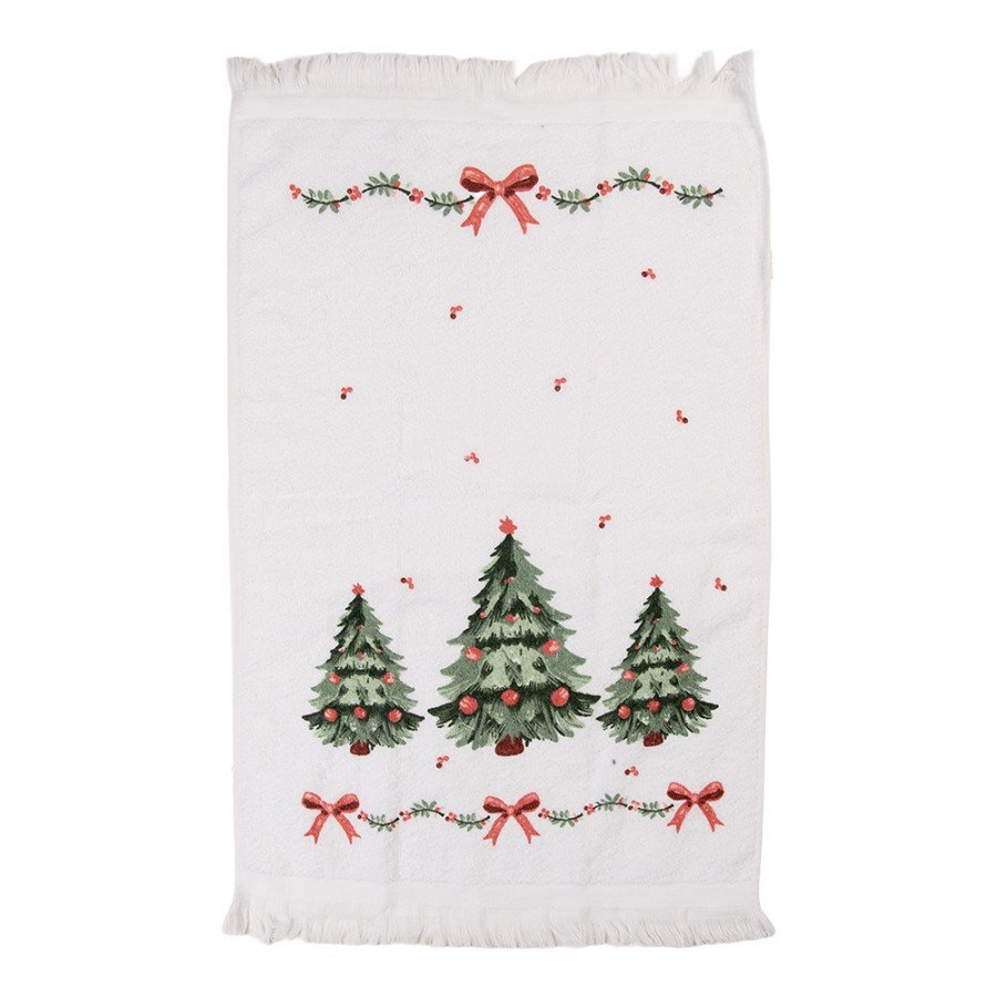 serviette invitee 40x66 cm blanc sapins. serviette invitee 40x66 cm blanc sapins.
