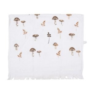 serviette invitee 40x66 cm blanc coton champignons