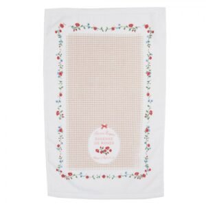 serviette invitee 40×66 cm blanc vert coton essence de roses.1 serviette invitee 40x66 cm blanc vert coton essence de roses.1
