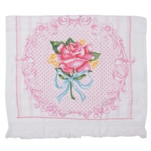 serviette invitee 40x66 cm rose bleu coton rose