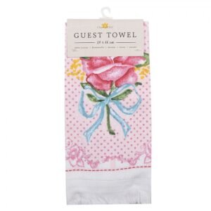 serviette invitee 40x66 cm rose bleu coton rose.2