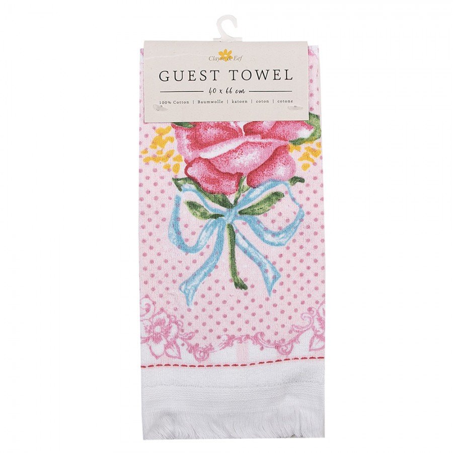 serviette invitee 40x66 cm rose bleu coton rose.2 serviette invitee 40x66 cm rose bleu coton rose.2